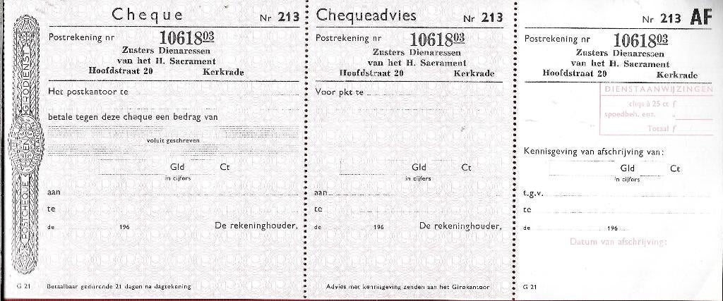 PCGD Cheque (contante uitbetaling), Ophalen of Verzenden, Postfris, Overige thema's