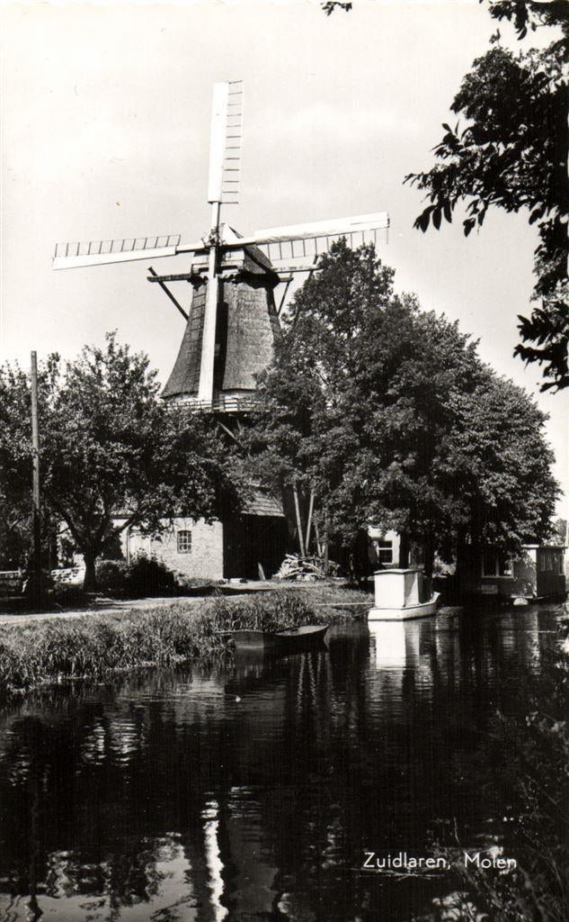 Zuidlaren, Molen - boot woonark - 1959 - ongelopen, Ophalen of Verzenden, Voor 1920, Ongelopen, Noord-Brabant