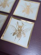 Nieuwe Onderzetters goud insecten kevers- Set van 4, Ophalen of Verzenden, Nieuw, Glas of Kopje