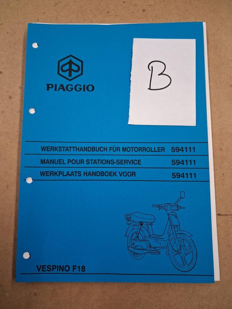 Piaggio Vespino F18 werkplaatshandboek, Ophalen of Verzenden