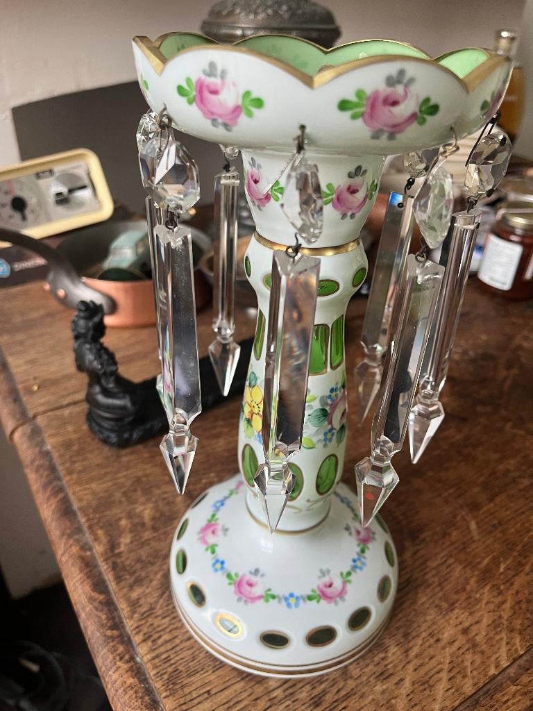 VICTORIAANSE GLAZEN KANDELAAR, Antiek en Kunst, Ophalen, Glas