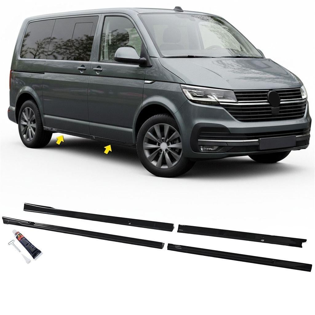 Zijskirts Geschikt voor VW T7 L1 Side Skirts Zwart Glans