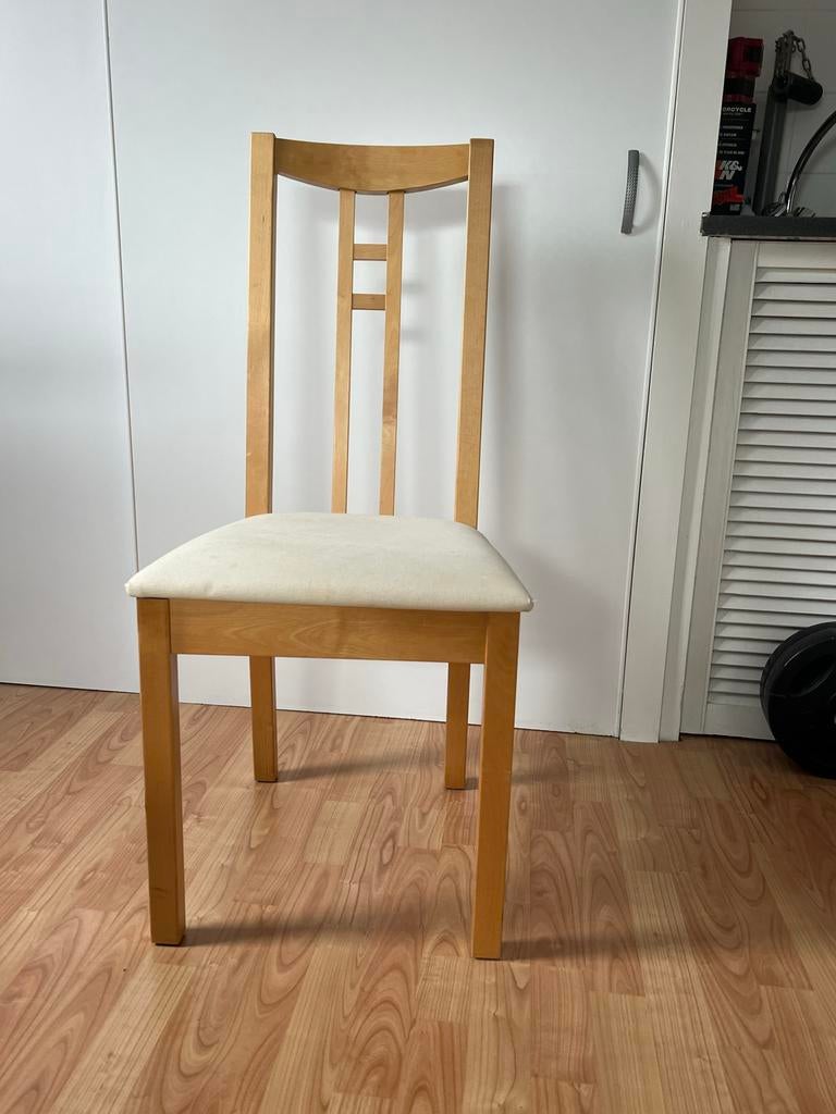 Nette houten IKEA eetkamerstoel met stoffen zitting, Ophalen, Gebruikt, Bruin, Eén