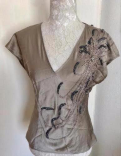 Monsoon top maat 38, Kleding | Dames, Tops, Zo goed als nieuw, Maat 38/40 (M), Beige, Korte mouw, Ophalen of Verzenden