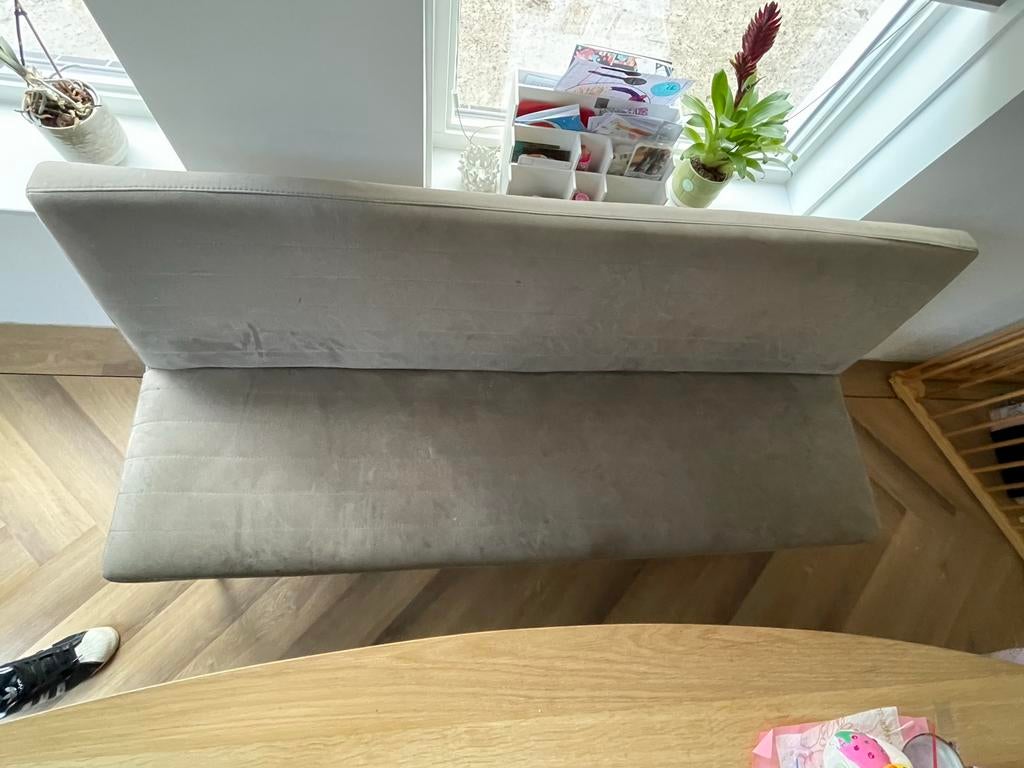 Eetkamerbank grijs met metalen onderstel, Huis en Inrichting, Stoelen, Ophalen, Gebruikt, Drie, Stof