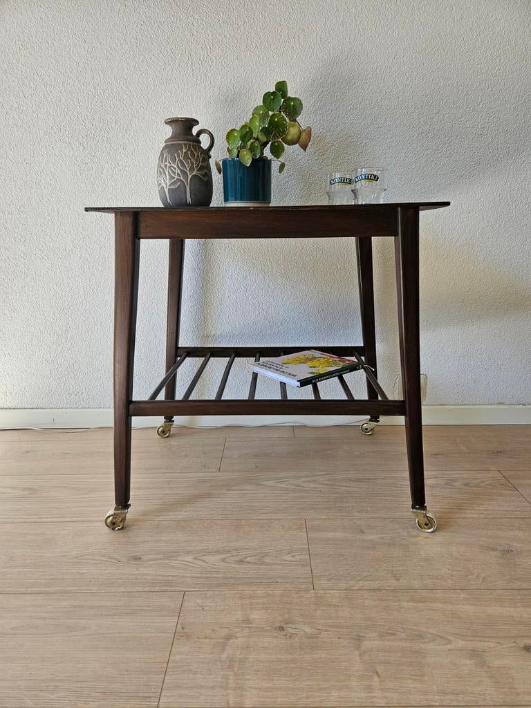 vintage Deens design sidetable trolley bijzettafel, Huis en Inrichting, Tafels | Sidetables, Ophalen, 50 tot 100 cm, Zo goed als nieuw
