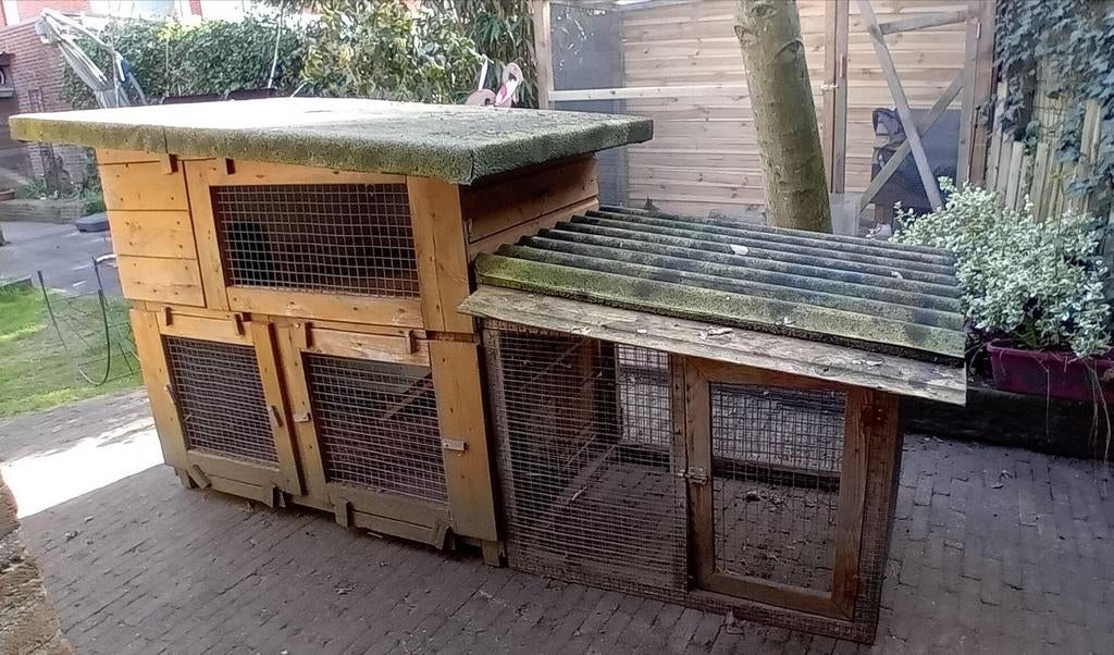 Gratis konijnenhok met buitenren., Dieren en Toebehoren, Knaagdieren en Konijnen | Hokken en Kooien, Ophalen, 90 cm of meer, Hok