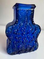 Vintage Zweeds Skruf Vaas Kobaltblauw Gitaar L. Hellsten, Overige kleuren, Ophalen of Verzenden, Minder dan 50 cm, Glas