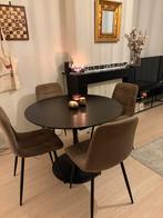 Ronde zwarte eettafel, Overige materialen, Gebruikt, 100 tot 150 cm, Rond