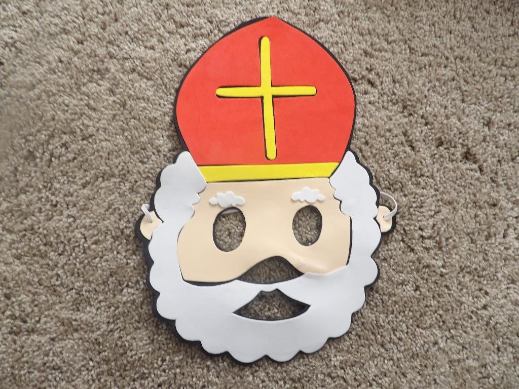 2 verschillende maskers SINTERKLAAS met elastiek 27 x 20 cm, Ophalen of Verzenden, Zo goed als nieuw