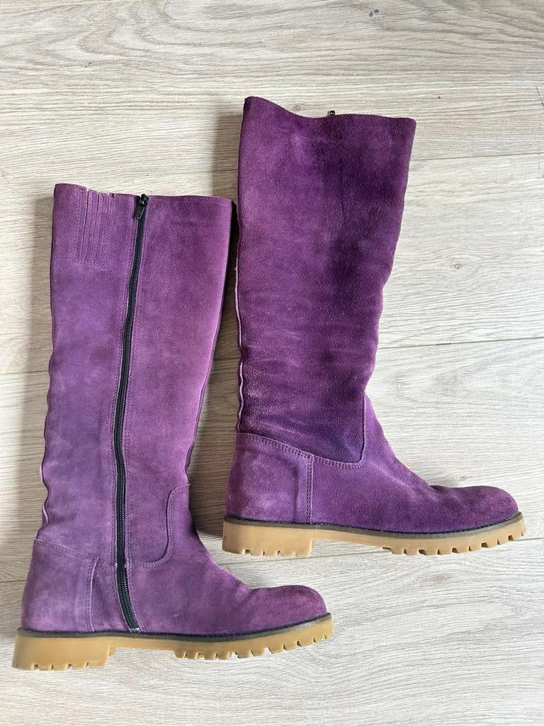 Paarse suède laarzen maat 38, Hoge laarzen, Overige kleuren, Ophalen of Verzenden, Zo goed als nieuw
