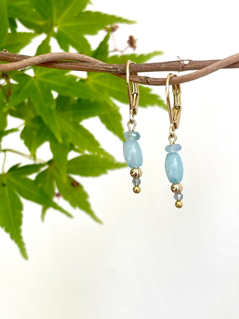 Aquamarijn oorbellen, Sieraden, Tassen en Uiterlijk, Hangers, Blauw, Nieuw, Ophalen of Verzenden