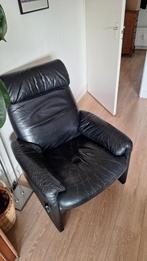 Lusch vintage zwarte leren relaxfauteuil, Gebruikt, Modern, Vintage, Ophalen of Verzenden, 75 tot 100 cm