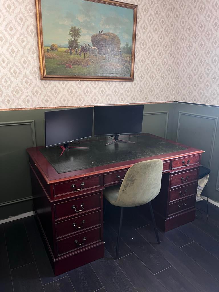 Chesterfield bureau, klassiek, vintage, antiek, Huis en Inrichting, Bureaus, Ophalen, Overige typen, Gebruikt, Bruin