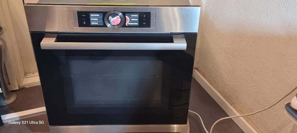 Luxe Bosch inbouw combi oven magnetron 60 cm model HMG636BS1, Gebruikt, Oven met grill, Inbouw, Hete lucht