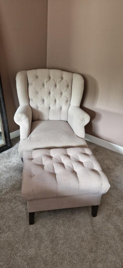 Fauteuil met hokker te koop, Ophalen, Eenpersoons, 75 tot 100 cm, Zo goed als nieuw