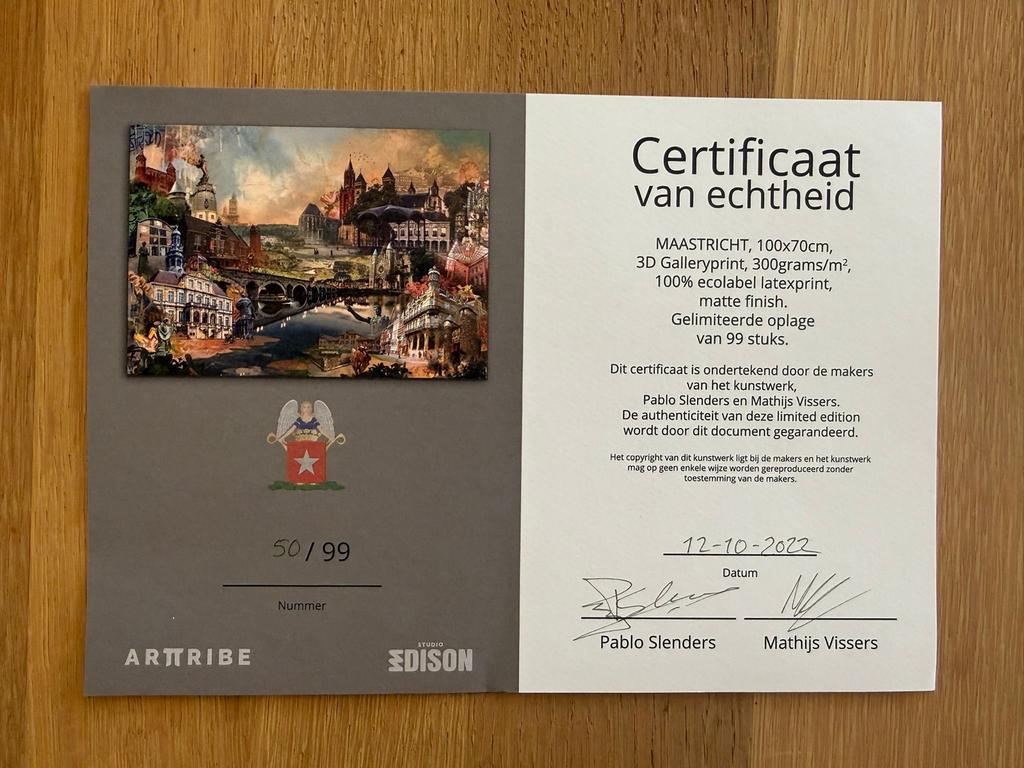 Maastricht Stadsgezicht collage (origineel met certificaat), Boeken, Ophalen of Verzenden, Zo goed als nieuw, Overige onderwerpen