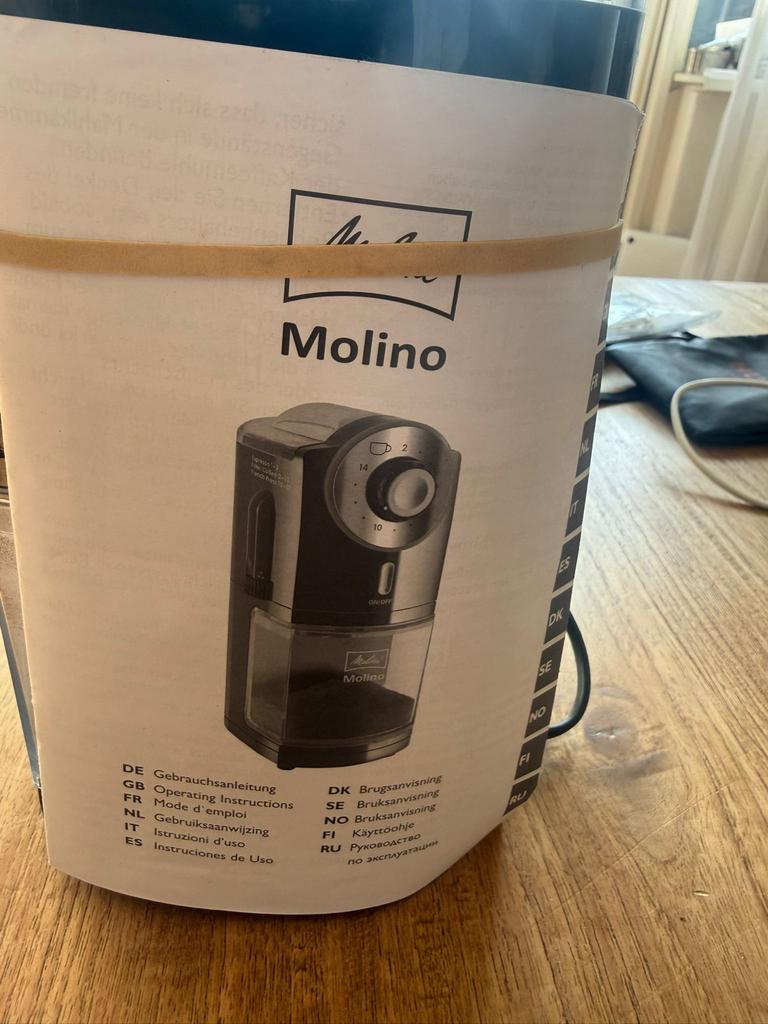 Melitta Molino elektrische koffiemolen, Ophalen of Verzenden, Gebruikt, Overige modellen, Koffiebonen