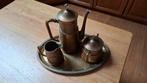 Koffie kan, melk en suikerpot op dienblad, Antiek en Kunst, Antiek | Tin, Ophalen of Verzenden