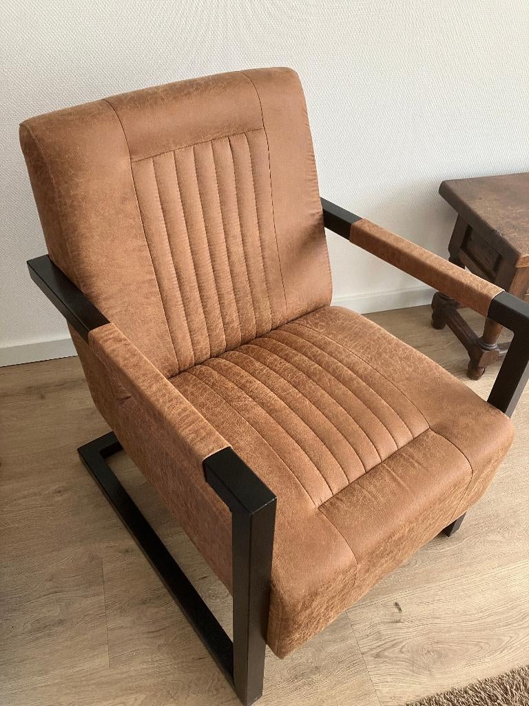 2 zachtleren designstoeltjes – Chrysler VVK – als nieuw, Ophalen, Minder dan 75 cm, Design, Zo goed als nieuw