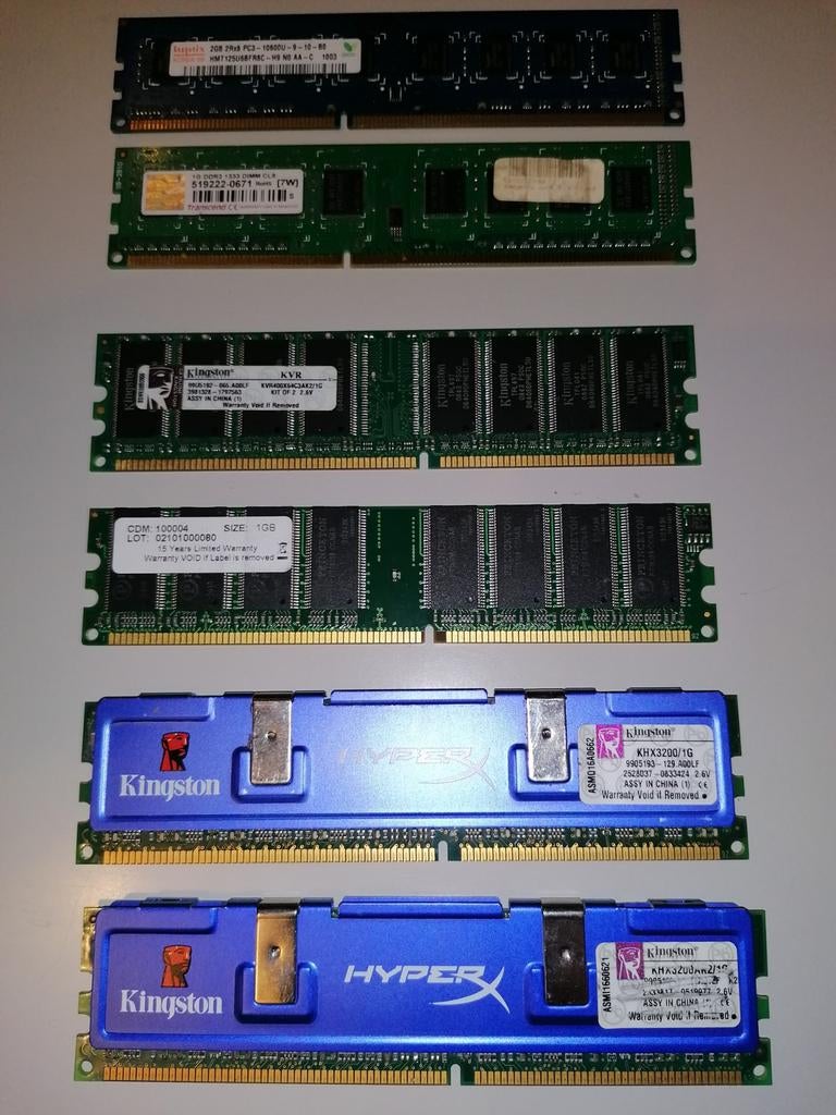 Diverse RAM Geheugenmodules - DDR, DDR2, DDR3, SDRAM getest, Computers en Software, RAM geheugen, Gebruikt, Ophalen of Verzenden