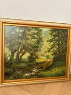 Schilderij van Wilh. Schacht - Boslandschap met beek, Ophalen of Verzenden