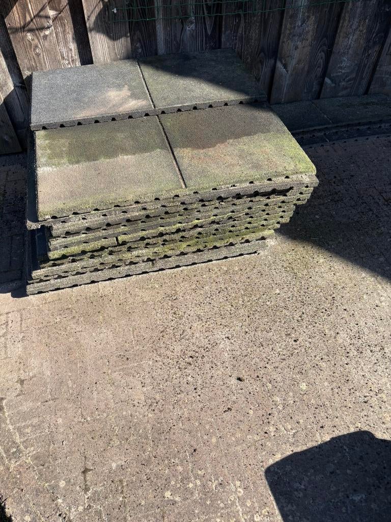 Rubberen tegels 100/100 dikte 2,5 cm 14 stuks, Ophalen, Gebruikt, Rubber, Overige typen