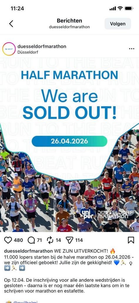 Startbewijs halve marathon Düsseldorf, Eén persoon