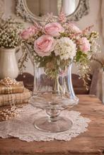 Grote glazen louvre vaas shabby chic windlicht, Ophalen