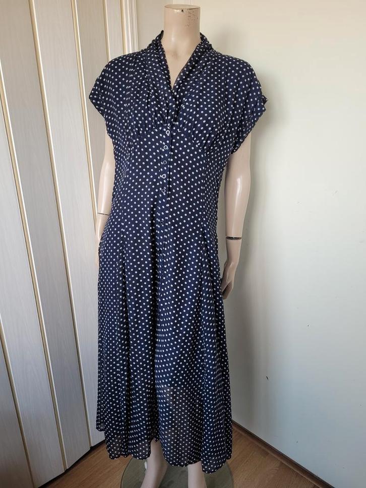 Eucalyptus Polkadot maxi Jurk Retro maat 40/L, Kleding | Dames, Jurken, Nieuw, Maat 38/40 (M), Blauw, Onder de knie, Ophalen of Verzenden