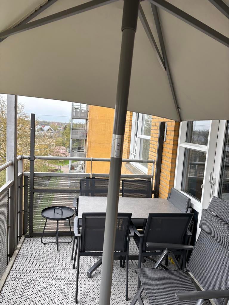 Parasol Shadowline Push-up met balkonvoet, Tuin en Terras, Parasols, Ophalen, Verstelbaar, 2 tot 3 meter, Zo goed als nieuw