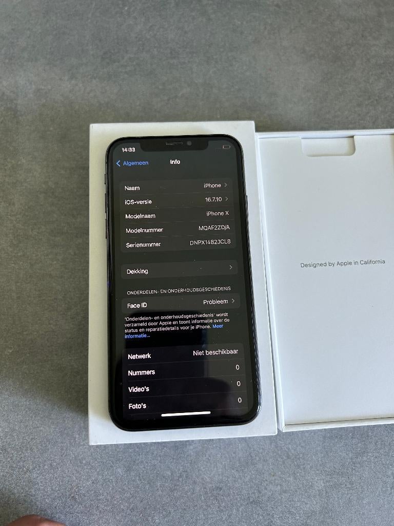 Iphone X 256Gb Donker Grijs, 256 GB, 94 %, Gebruikt, Zonder simlock