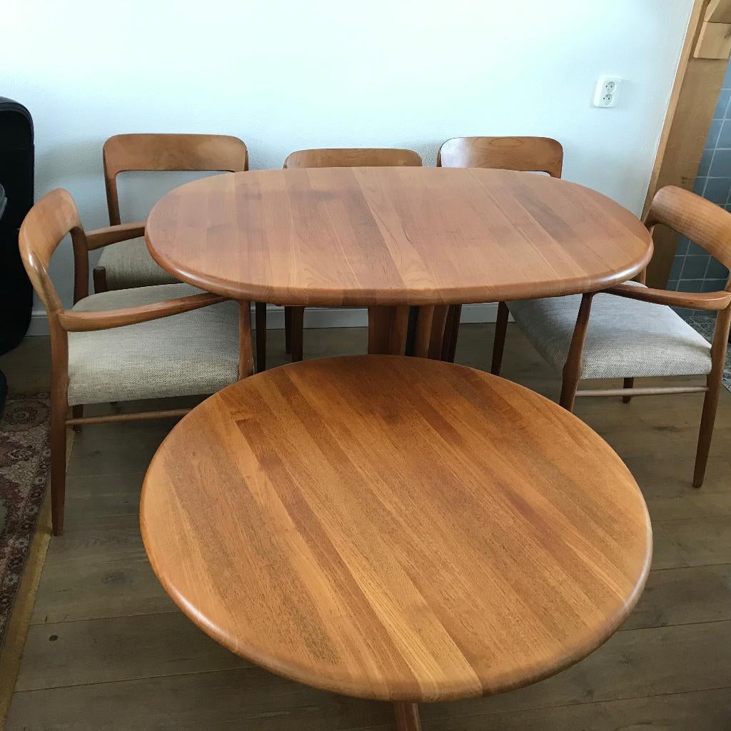6 Moller 75  56 stoel stoelen Kristofferson Son Gudme tafel, Gebruikt, Bruin, Ophalen of Verzenden, Nvt