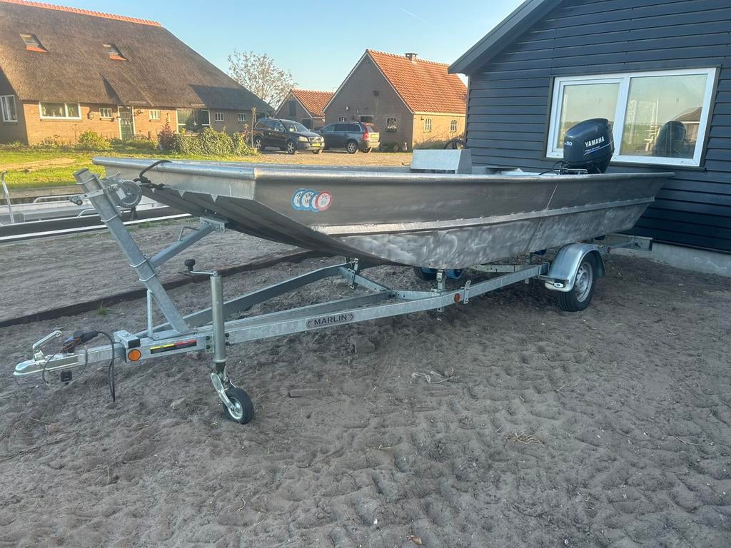 Aluminium jon aluminium platbodem, Gebruikt, Aluminium, Ophalen of Verzenden, 3 tot 6 meter