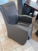 Gratis 6 gebruikte leren eettafel stoelen, Ophalen, Gebruikt, Bruin, Leer