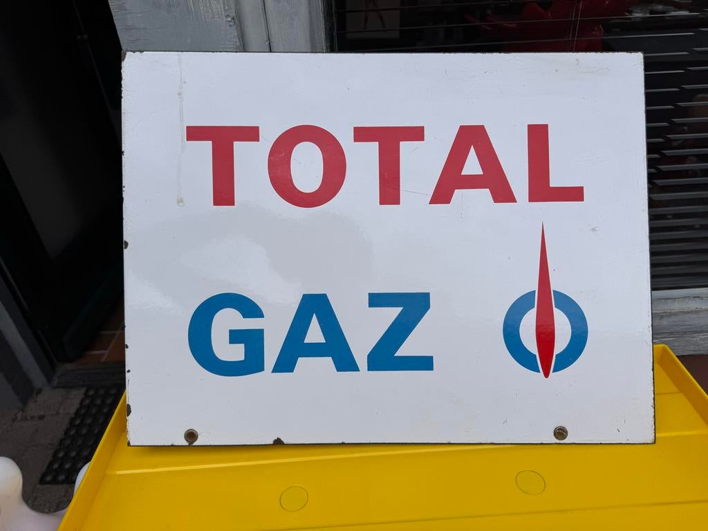 Vintage Total Gaz Emaille Reclamebord, Ophalen