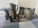 Set van 7 antieke tinnen kannen en bekers, Antiek en Kunst, Ophalen