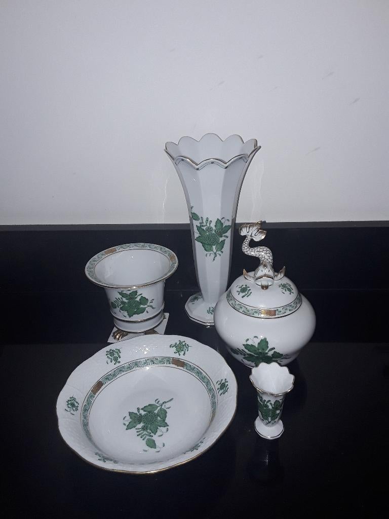 Herend app groen, Antiek en Kunst, Antiek | Porselein, Verzenden