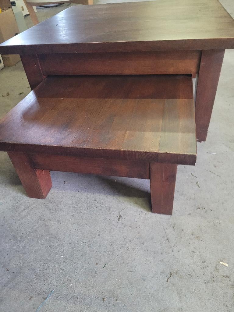 2 zware houten salontafels, Huis en Inrichting, Ophalen, 50 tot 100 cm, Vierkant, 50 tot 100 cm