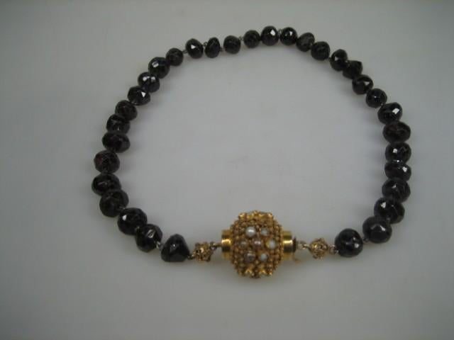 Antiek Granaat collier met gouden sluiting ca. 1880, Verzenden, Goud, Ketting, Met edelsteen