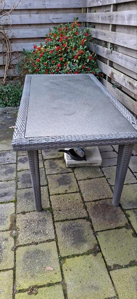 tuintafel 180x90x75 met glazen plaat, Tuin en Terras, Tuintafels, Gebruikt, Rechthoekig, Overige materialen, Ophalen