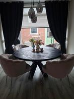 Ronde eettafel met 4 schelpstoelen eethoek, Huis en Inrichting, Tafels | Eettafels, Gebruikt, Modern, Elegant, Scandinavisch, Rond