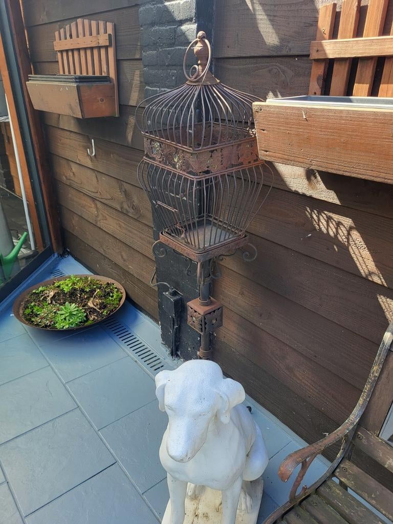 TE KOOP ANTIEK VOGEL KOOI zie foto's, Ophalen, Metaal, Vogelkooi