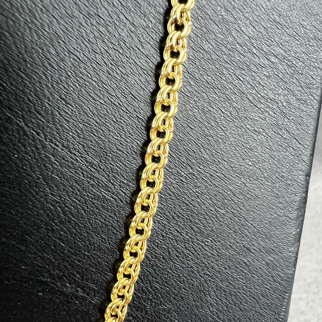 Gouden Ketting | 14k | 6,17g | dubbele gourmet |43,5| 406540, Ophalen of Verzenden, Gebruikt, Goud, Goud