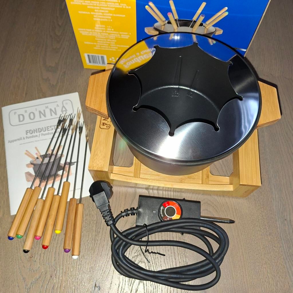 Fonduestel Prima Donna voor 8 personen, Witgoed en Apparatuur, Ophalen of Verzenden, Zo goed als nieuw, Elektrisch, Fondueset