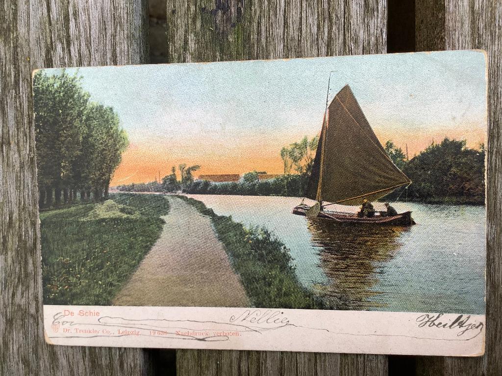 Ouderkerk aan de IJssel, De Schie met zeilvaart, Ophalen of Verzenden, Voor 1920, Gelopen, Zuid-Holland