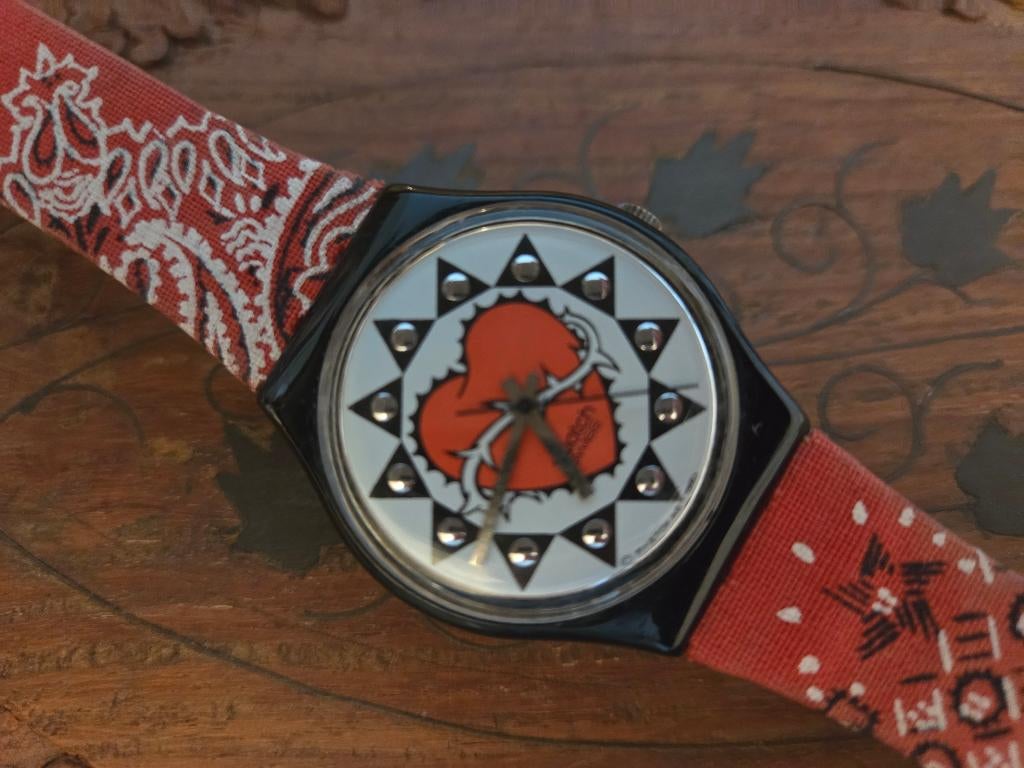 Vintage horloge Swatch Red Bandana, Overige merken, Overige materialen, Met bandje, Polshorloge