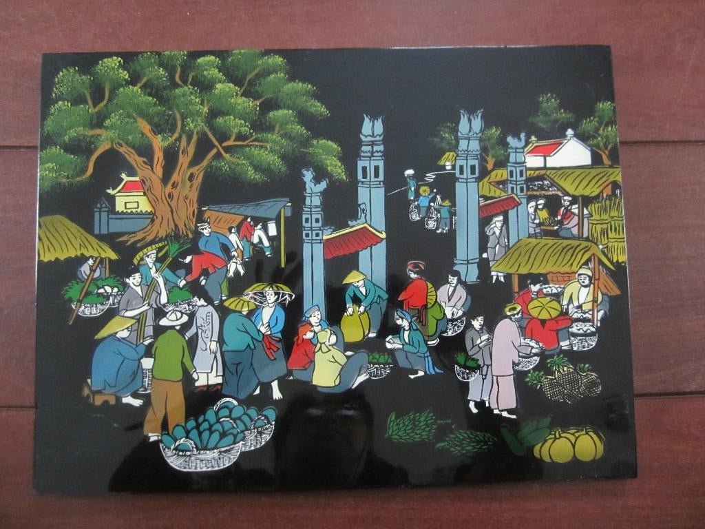 Chinese lakschilderij op hout,, Ophalen of Verzenden