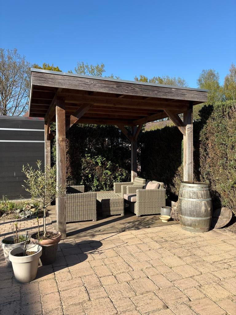 Houten overkapping 290x298x304 cm - Zelf ophalen/demonteren, Ophalen, Gebruikt, Overige typen