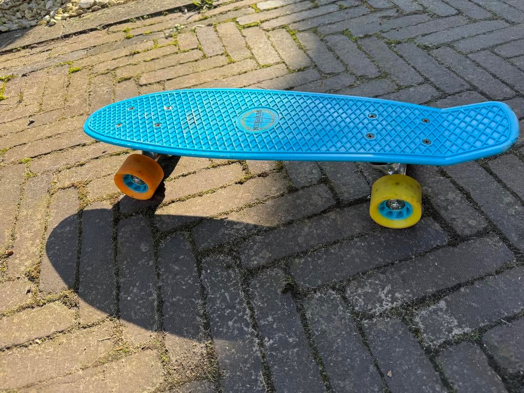 Blauw Skateboard - NIJDAM, Sport en Fitness, Skateboarden, Ophalen, Gebruikt, Skateboard